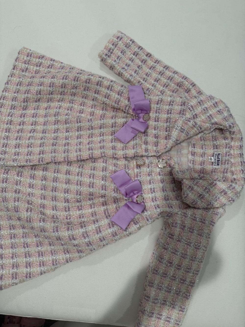 Lilac Bow Tweed Coat